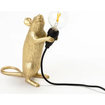 Lampička SELETTI Mouse Lamp LED dekorativní lampa USB stojící zlatá - kabel 250 cm zlato 1 x 1 W LED - Doprava zdarma