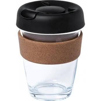 Reklamní Corgla cestovní skleněný hrnek, průhledná