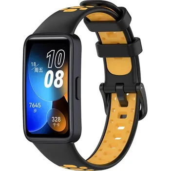 Příslušenství k chytrým hodinkám eses Silikonový řemínek dírkovaný pro Huawei Band 8, 9 a 10 - Černo žlutý