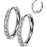 Steel Edge Titanové náušnice kroužky se zirkony SETRH02-8 Barva: Steel