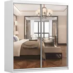 Zrcadlová šatní skříň POLICARPO 20 šířky 203 cm, bílá +možnost VÝNOSU + vyzvednutí ZDARMA