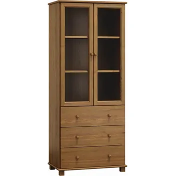 police Vitrína SAPITWA 13, masiv borovice, moření: dub + vyzvednutí ZDARMA