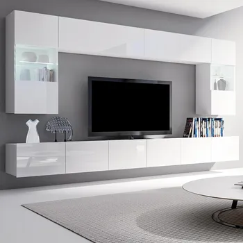 Obývací stěna Obývací stěna CALABRINI b | 300 cm | 6 dílů A | bílá lesk