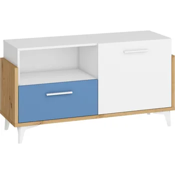 Komoda Komoda LEPON 125N, dub artisan/bílá/modrá, 5 let záruka + vyzvednutí ZDARMA