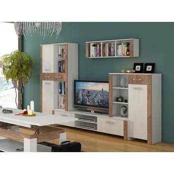 Obývací stěna Obývací stěna AKIVIDU 1, craft bílý/craft tobaco, 5 let záruka + vyzvednutí ZDARMA