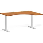 B2B Partner Ergonomický výškově nastavitelný stůl, 160x120 cm, 1 motor, L/P, bílá podnož, třešeň