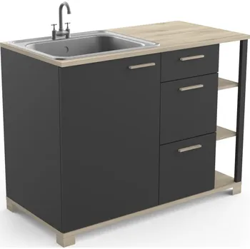Kuchyňská skříňka Dolní kuchyňská skřínka LIEGE L120, dub kronberg/černá + vyzvednutí ZDARMA