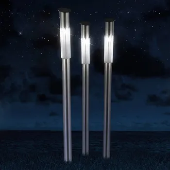Venkovní osvětlení Globo Solární lampa Fania z nerezové oceli, s hrotem do země, sada 3 ks nerezová ocel, čirá 3 x 0,06 W LED