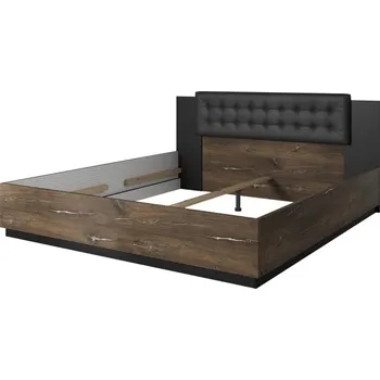 Postel THANE postel 180x200 cm, dub flagstaff se stříbrnou nitkou/černý supermat + vyzvednutí ZDARMA