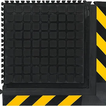 Rohožka FLOMAT Černo-žlutá podlahová protiúnavová protiskluzová rohož (roh) - délka 55 cm, šířka 55 cm, výška 2 cm