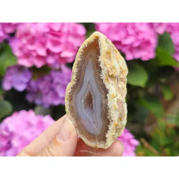 Přírodní kámen Geoda achát šedo - hnědá s dutinkou Brazílie 114g