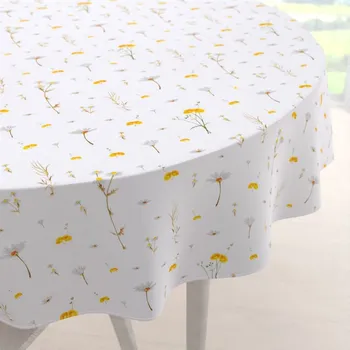 ubrus Bavlněný kulatý ubrus Sandra SA-497 Žluté bylinky na bílém Ø 40 cm