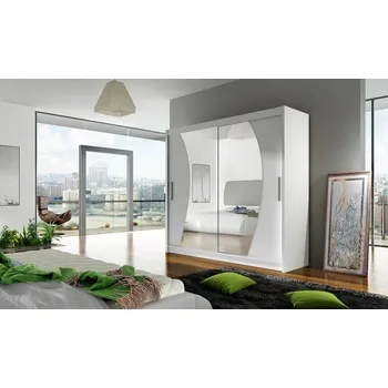 Šatní skříň Šatní skříň GAMBA IX, bílý mat/zrcadlo +možnost VÝNOSU + vyzvednutí ZDARMA