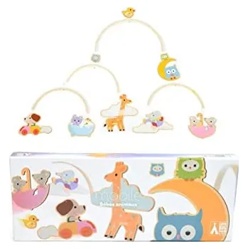 Kolotoč nad postýlku Djeco - Dřevěný závěsný kolotoč - Zvířecí miminka