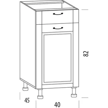 Kuchyňská linka SNOW, dolní skříňka s 1 šuplíkem 40H1S, korpus bílý, dvířka šedé MDF + vyzvednutí ZDARMA
