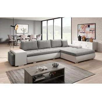 Sedací souprava Rohová rozkládací sedačka COLORITO T 8, světle šedá/bílá +možnost VÝNOSU + vyzvednutí ZDARMA