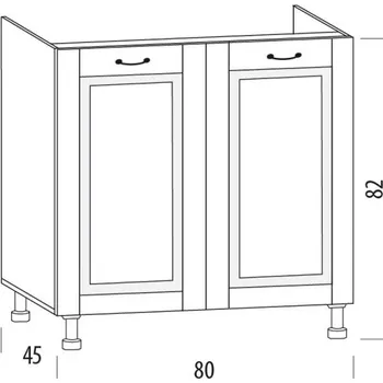 Kuchyňská linka SNOW, dolní skříňka dřezová 80HM, korpus bílý, dvířka bílé MDF + vyzvednutí ZDARMA