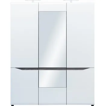 Šatní skříň Skříň třidveřová ALBIREO, dub sonoma truflový/bílý lesk + vyzvednutí ZDARMA