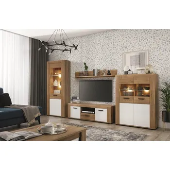 Obývací stěna Obývací stěna FILIPPOPOLI, dub evoke/bílá alpský lesk + vyzvednutí ZDARMA