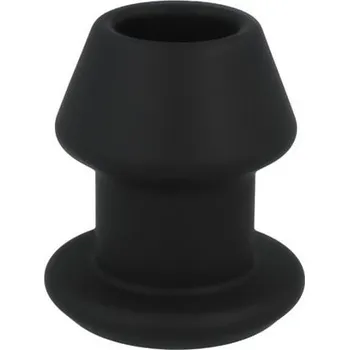 Anální kolík Titus Thru Plug M, černý dutý anální kolík 8,9 x 4,7–6,9 cm