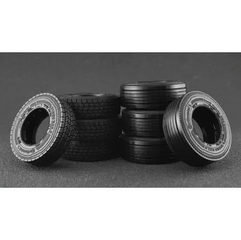 autíčko Sada pneumatik R22,5 pro tahač 6x2 vysoký profil 1:50 Pneu pro tahač 6x2 vysoký profil (sada 6 ks) - příslušenství pro modely DAF, MAN, MB, Scania, Volvo, Renault, Premium, TATRA, Renault, Iveco
