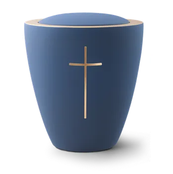 Smuteční dekorace Keramická urna Modena - Kříž/Modrá