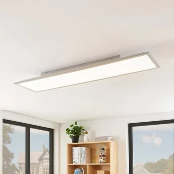 Lampička Lindby LED panel Stenley, 4 000 K, 120 cm x 30 cm, stříbrná/bílá - Stropní držák – délka 57,5 cm, šířka 13,5 cm, výška 4 cm bílá, stříbrná LED 36 W celkem - Doprava zdarma