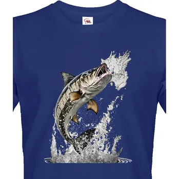 Pánské tričko Pánské tričko pro rybáře Candát, Barva Modrá, Velikost 5XL, Canvas Pánské tričko s krátkým rukávem Bezvatriko.cz 2636
