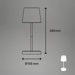 Briloner Stolní lampa LED Piha s dobíjecí baterií, bílá LED 2,6 W celkem
