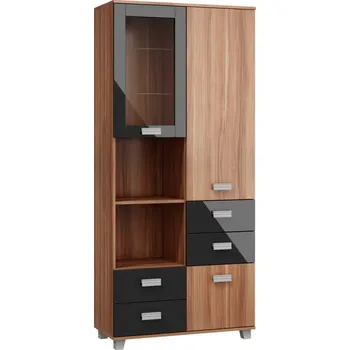 police Regál KEATING, švestka wallis/černý lesk, 5 let záruka + vyzvednutí ZDARMA