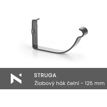 okap STRUGA Žlabový hák čelní z plochého profilu - 125 mm stříbrná (RAL 9006)