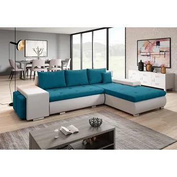 Sedací souprava Rohová rozkládací sedačka COLORITO MINI T 6, tyrkysová/bílá +možnost VÝNOSU + vyzvednutí ZDARMA