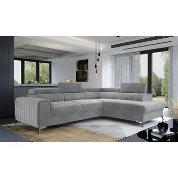 Sedací souprava Rohová sedačka CURRAN 25, pravá, světle šedá látka +možnost VÝNOSU + vyzvednutí ZDARMA