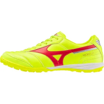 Kopačky Mizuno Pánské fotbalové turfy MORELIA SALA ELITE TF / Safety Yellow/Fiery Coral 2/Galaxy Silver Velikost: 36.5/4.0