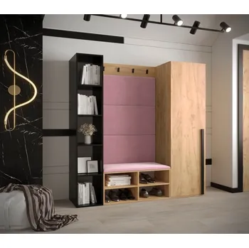 Předsíňová stěna Předsíňová stěna Miro 3 - dub Craft Barva: Růžová - Manila 09