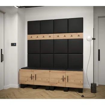 Předsíňová stěna Předsíňová stěna Artin 3 - dub Artisan Barva: Černá Ekokůže