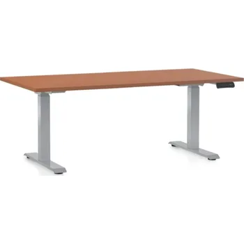 Psací stůl Výškově nastavitelný stůl OfficeTech D, 160 x 80 cm, šedá podnož, třešeň