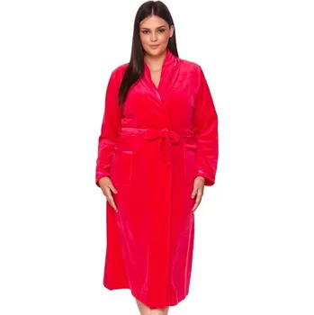 Dámské noční prádlo Červený velurový elegantní župan Velikost: M