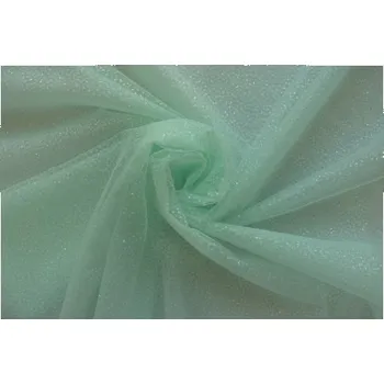 Metráž - Tyl SVĚTLE ZELENÝ LESK 3m stretch - Světle zelený, 300 cm