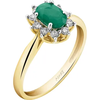 Prsten Zlatý prsten s brilianty a smaragdem - ryzost 585 - 203.215