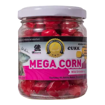 Boilies LK Baits MEGA CORN Wild Strawberry - Obří kukuřice Lesní jahoda 220ml