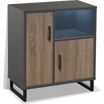 Šatní skříň Nabytekmorava Skříňka MAROKO 1 s LED osvětlením barevné kombinace: Antracit / dub sonoma tmavý