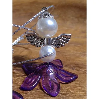 Přívěsek Přívěsek anděl fialový 2 korálky