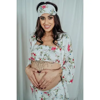 Dámské pyžamo Třídílný květovaný set na spaní Velikost: XL