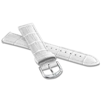 Řemínek na hodinky LAVVU LSIUW20 Bílý prošitý řemínek CROCO z luxusní kuže Top Grain - 20 mm