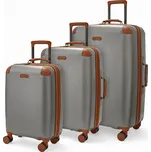 Sada cestovních kufrů ROCK TR-0219/3 ABS/PC - šedá 84 l / 57 l / 35 l + 20% expander