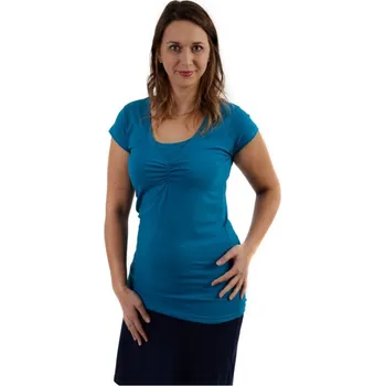 Kojící tričko Klaudie, vsadka v barvě, krátký rukáv, petrolejová ( tm. tyrkys ) M/L