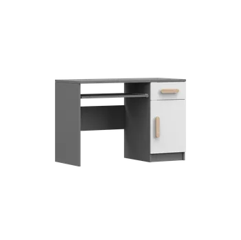 Psací stůl IDZ Psací stůl SMYK II 08, 110 cm Bílá + Grafit / Barevné úchytky Barva: Dub