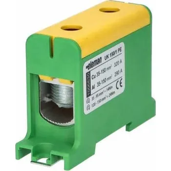 1006630 Svorka univerzální UK 150/1 PE, 320A, 1pól., AL/CU, krytá, zel.-žl., DIN/panel, Pollmann Elektrotechnik