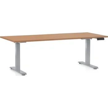 Psací stůl Výškově nastavitelný stůl OfficeTech D, 180 x 80 cm, šedá podnož, buk